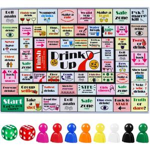 Drinking Board Games for Adults, Rubber Mat Drinking Board Game, Funny Party Interactive Drinking Games for Game Night, Birthday, Family Play or Any Occasion, Age 21+, 2-8 Players