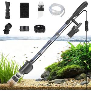 Electric Aquarium Vacuum Gravel Cleaner, 36W Electric Fish Tank Cleaning Tools with Strong Suction for Automatic Water Change Algae Filter Water Circulation Wash Sand 580GPH (Black)