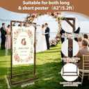 Wooden Welcome Sign Stand, Fixed Sign Holder , Wedding Welcome Sign Stand Wood Easel with Hanging Straps & Ground Stakes for Wedding decor, Birthday Party or Any Event, 63" x 30" x 11.8"