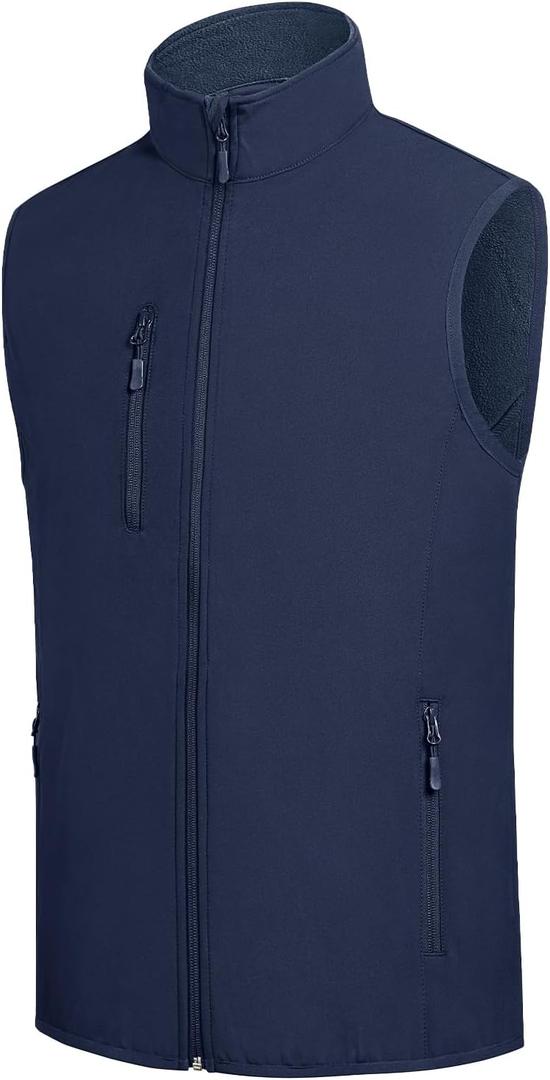 fit space Men's Lightweight Vest Softshell Sleeveless Windproof Jacket with Zipper Pcoket Cycling Travel Hiking Running Golf (Small, Navy)