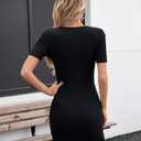 Valiamcep Womens Summer Tank Dress Crewneck Sleeveless Ribbed Knit Slim Fit Bodycon Mini Dresses (Black, L)