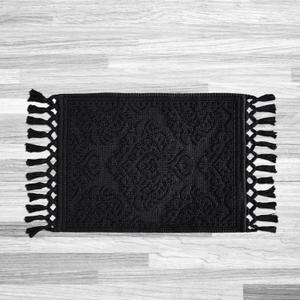 Jean Pierre - Ricardo Bath Mat, Woven Fringe Bathroom Rugs, 100% Cotton, Premium Bathroom Decor - Measures 21" x 41" - Black (1'9" x 3'5" (Rectangular))