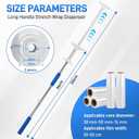 Long Handle Stretch wrap Dispenser - 48 Inch Shrink wrap Pole Heavy Duty Stretch Film Dispenser Pole Holder - Fits 12" to 24" Rolls with 2" to 3" Core -Wrapping Pole for Shrink wrap