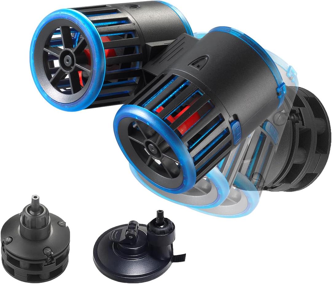 Carefree Fish Aquarium Magnetic Dual Powerheads 25W 5400Gph for 30~300Gal Fish Tank Wave Maker Quiet and Strong Submersible Water Circulation Pump for Freshwater and Saltwater