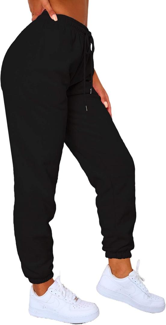 Waitfairy Sweatpants Women - Joggers for Women High Waist Baggy Sweat Pants for Womens Joggers with Pockets (X-Large, Black)