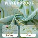 Round Waterproof Tablecloth Linen Textured Table Cloth,Stain and Wrinkle Resistant Washable Fabric Table Cover for Dining, Party, Camping and Outdoor,70InchGreen Leaves