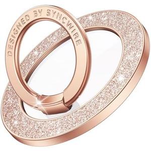 Syncwire Magnetic Phone Grip for MagSafe, Magnetic Sparkle Phone Ring Holder, Rotatable Kickstand Cell Phone Stand Removable MagSafe Accessories for iPhone 15 Pro Max 14 13 12,Android- Rose Gold
