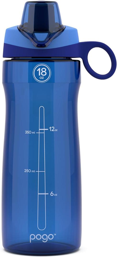 Pogo BPA-Free Tritan Plastic Water Bottle with Chug Lid, 18 Oz, Blue, Pack of 2