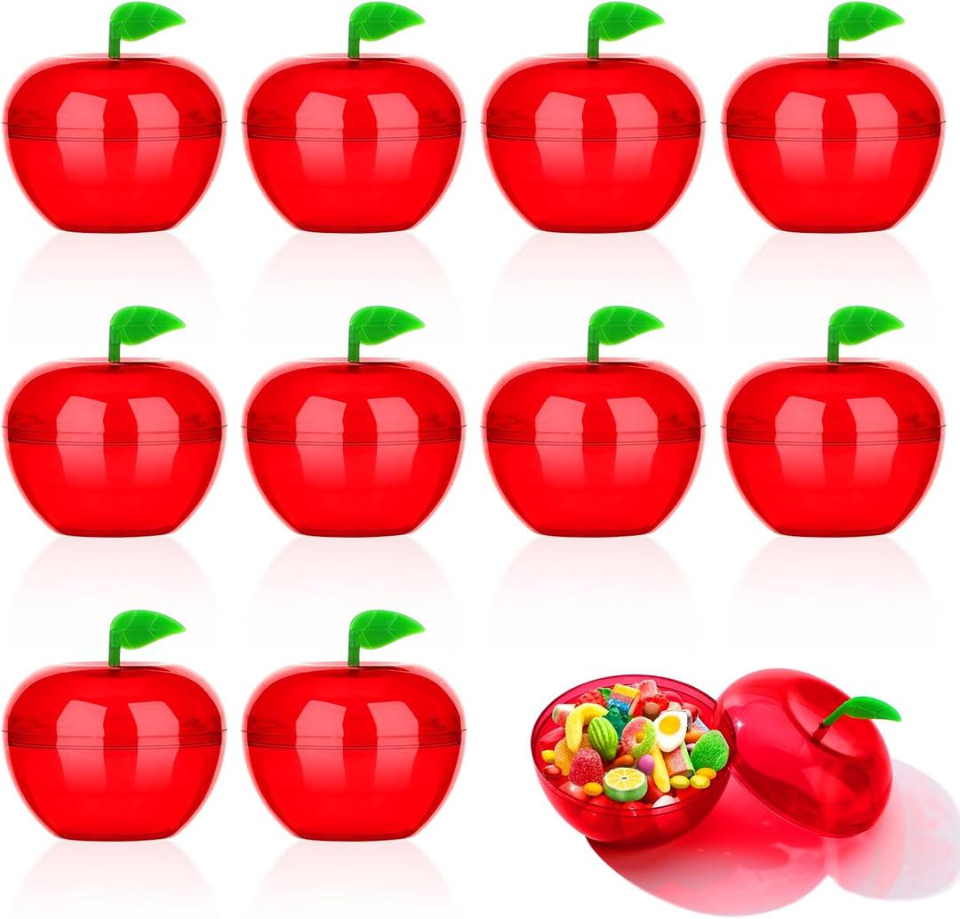 20pcs large Apple Shaped Plastic Candy Boxes  Fruit Shape Packaging Containers for graduation seasonChristmas, Wedding, Teacher Gifts, Party Favors, Treat Boxes for Holiday and Events (20)