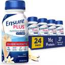 Ensure Plus Vanilla Nutrition Shake With Fiber | Meal Replacement Shake | Ready to Drink | 16g Protein and 27 Vitamins and Minerals | 8 fl oz - 24 Pack, Best By: 1 June 2026