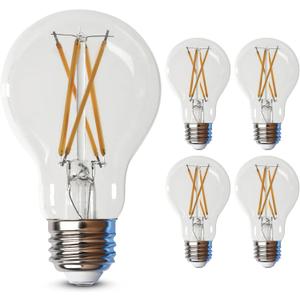 Feit Electric LED Clear A19 Medium Base Light Bulb  60W Equivalent  15 Year Life  810 Lumen  2700K Soft White  Dimmable | 4Pack
