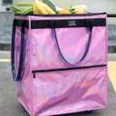 Large Phantom Pink Reusable Grocery Bag on Wheels, Folding Rolling Tote