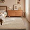 Ophanie 3x5 Rug, Bedside Preppy Dorm Area Rug, College Essentials Non Slip Ivory Small Carpets for Bedroom, Anti Slip Fluffy Living Room Rugs Home Decor Aesthetic, Nursery