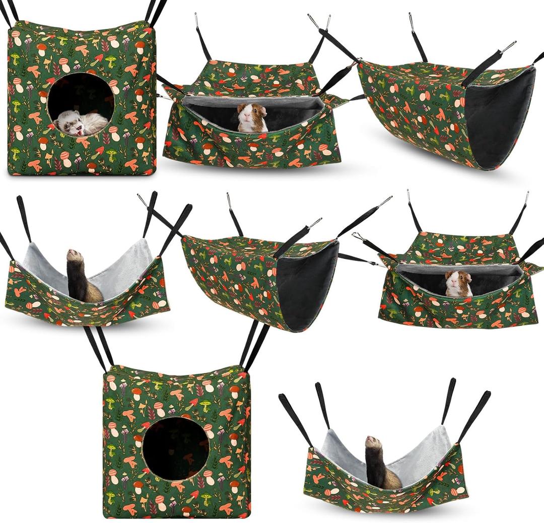 Geelin 8 Pcs Winter Rat Hammock Ferret Hammock for Cage Warming Rat Bed Guinea Pig Hanging Tunnel Glider Toy Ferret Hideout Bed Cage Accessories for Small Animals Hamster Chinchilla Sugar Squirrel