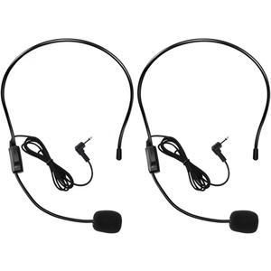 VOVIGGOL 2Pcs Microphone Headset Mic, Flexible Wired Boom for Voice Amplifier, 3.5mm Connector Jack Headset Microphone for Singing, Speaking, Teachers, Coaches, Presentations, Seniors and More