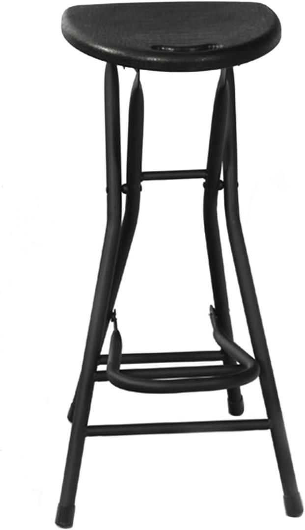 28 inch Folding Bar Stool,Black Folding Stool for Adults Foldable Stools with Handle,Collapsible Heart-Shaped Folding Counter Height Stools Chair for Camping Kitchen,Loads 250 Lbs,1 Pack