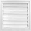22"W x 22"H Rectangle Surface Mount PVC Gable Vent: Functional, w/ 1-1/2" x 2" Brickmould Frame