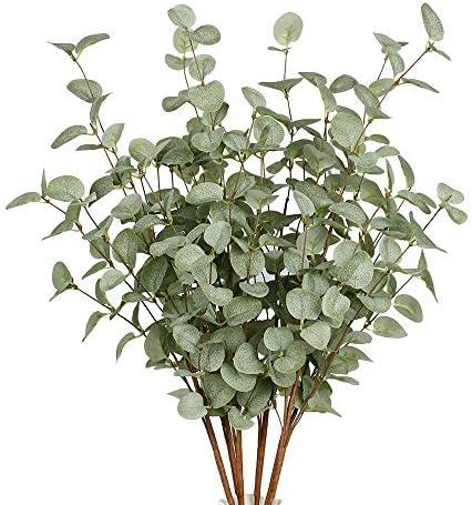 VGIA 3 Pcs 27" Eucalyptus Stems Greenery Stems Eucalyptus Leaf Spray in Green Silk Plastic Plants Floral Artificial Plants for Home Party Wedding Decoration