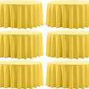 Round Tablecloth 132 Inch 6 Pack Yellow Tablecloths Washable Decorative Linen Polyester Table Clothes Cover for Dining Table Banquets Buffet Parties and Wedding