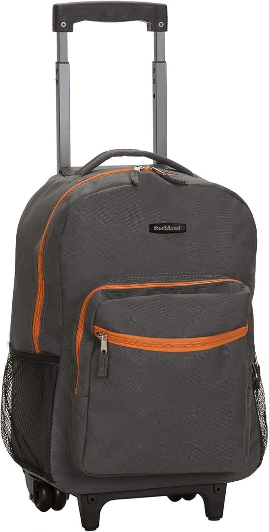 Rockland Double Handle Rolling Backpack, Charcoal, 17-Inch (One Size)