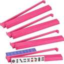 Mahjong Rack with Pushers, 4-Piece Premium Acrylic Mahjong Racks with Built-in Pushers & Rotating Bases - Set for Easy Play (Magenta)