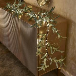 BAOLITVINE Lighted Olive Garland with 96 LED Fairy Lights 6FT Battery Operated with Timer, Faux Greenery Vine Garland with Lights for Fireplace Wall Christmas Spring Decoration