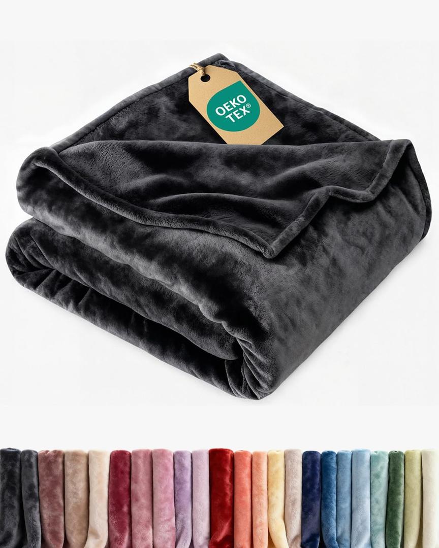 Ultra Soft Fleece Blanket King Size - Flannel Fleece Luxury King Blanket - Lightweight for Couch Bed Chair - Thick, Warm and Breathable - All Season Cozy Fuzzy, Anti-Static Microplush Bedding, Black