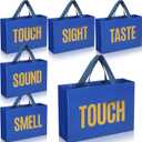 Kolldenn 5 Senses Gift Bags for Him Her Five Senses Gift Bags with Ribbon Handle Gifts Decoration for Birthday Wedding Anniversary Graduation Party(Navy Blue,15 x 10.6 x 4.7 Inch)