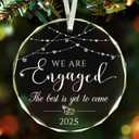 2 x FUCDTEFC 2025 Engagement Ornament, Just Engaged Gift for Couples, Bride, Groom, Beautiful Unique Glass Keepsake for Newly Engaged Women, Friends, Happy Engagement Gift for Her