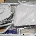 HOMLAND 3-in-1 Bedside Commode with Sturdy Dual-Crossbar Support Construction, Stable Commode Toilet with 7.5Qt Bucket, 350 Lbs Bedside Commodes for Seniors, Silver