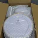 I00000 200 Pcs Gold Plastic Plates - Disposable Party Plates Include 100 Dinner Plate and 100 Elegant Dessert Plate Perfect for Party, Holiday, Wedding & Birthday