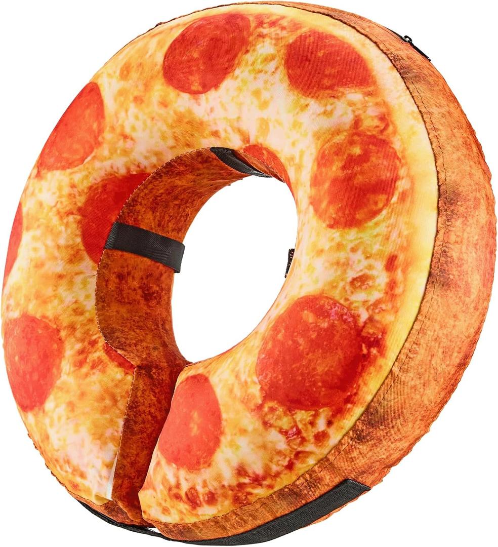 BENCMATE Inflatable Dog Cone Collar Alternative, Soft Dog Cone for Small Medium Large Dogs and Cats, Neck Recovery ECollar Donut Collar After Surgery (Small, Pizza)