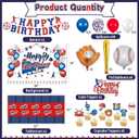 Baseball Birthday Party Decorations, Baseball Balloons Party Supplies, Including 40 Navy Blue Balloons, Theme Background, Tablecloth, Happy Birthday Banner, Cupcake/Cake Toppers