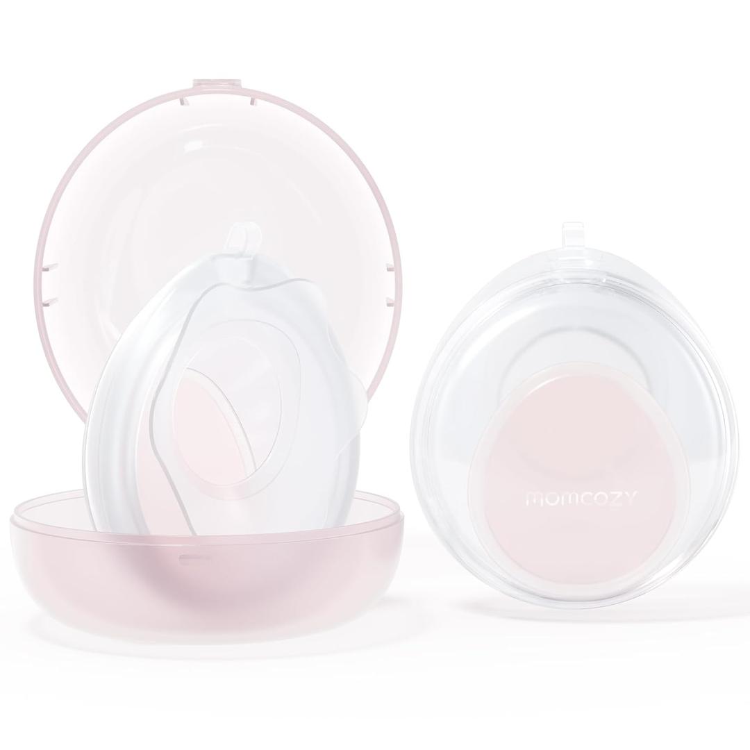Momcozy Breast Milk Collector Collection Shell, Petal Soft Silicone Flange, Milk Collectors for Breastfeeding, Slim Waterdrop-Shaped Discreet Comfort with Storage Case (1oz/30ml, 2PCS)