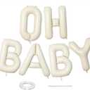40 Inch Beige OH BABY Balloon for Baby Shower, Large Cream White Oh Baby Balloons Letters with Ribbon, Neutral Ivory Alphabet Oh Baby Balloon Banner Sign for Gender Reveal Backdrop Party Decorations