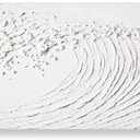 GeekMacro White Ocean Waves Painting 58x29 Large Textured Wall Art Hand Painted Canvas Artwork for Living Room Minimalist Horizontal Wall Decor