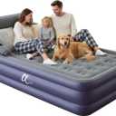 A-ER-FA Queen Air Mattress with Detachable Headboard and Cup Holder - 20 Height 700lbs Capacity Comfort Inflatable Bed for Guests Home Camping and Travel Durable Construction,Colchn Inflable,Air Bed