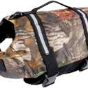Camo Pet Life Preserver Jacket,Camouflage Dog Life Vest with Adjustable Buckles,Dog Safety Life Coat for Swimming, Boating, Hunting | Large