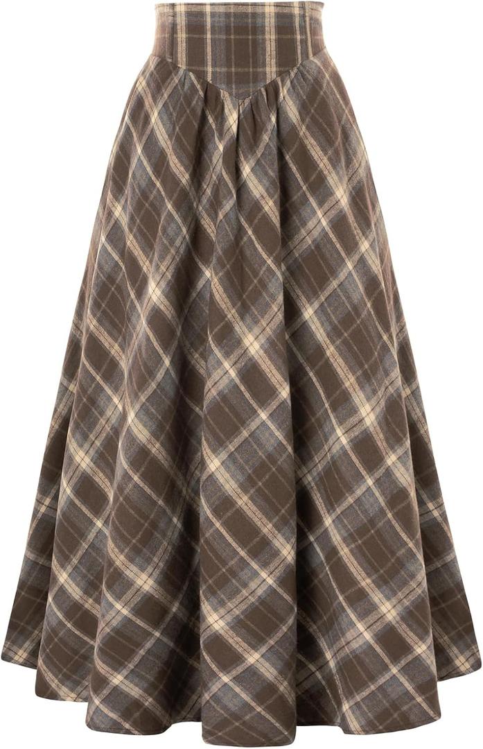 Scarlet Darkness Victorian Skirts for Women Plaid Maxi High Waist Long Skirt (Large) Scarlet Darkness Victorian Skirts for Women Plaid Maxi High Waist Long Skirt (Large)