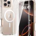 Diaclara Magnetic Designed for iPhone 16 Pro Max Case, Full Body Rugged with Touch Sensitive Anti-Scratch Screen Protector, Compatible with MagSafe, Soft Bumper Case for iPhone 16 Pro Max 6.9'', Clear