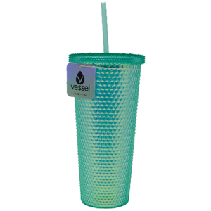 VESSEL PREMIUS Studded Iridescent Tumbler With Lid and Straw, 24 Ounces