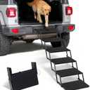 Foldable Dog Car Steps - Upgraded Non-Slip Pet Stairs for Large Dogs, Portable Metal Frame Dog Ramps for High SUV, Truck and Cars, Lightweight Pet Ladder with High Load-Bearing CapacityUp to 350Lbs