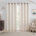 SXZJTEX Gold Foil Print Linen Curtains Metallic Moroccan Cream Semi Sheer Curtains 84 Inches Long for Bedroom Living Room Geometric Pattern Window Treatments,Grommet Top,2 Panels,55" W x 84" L