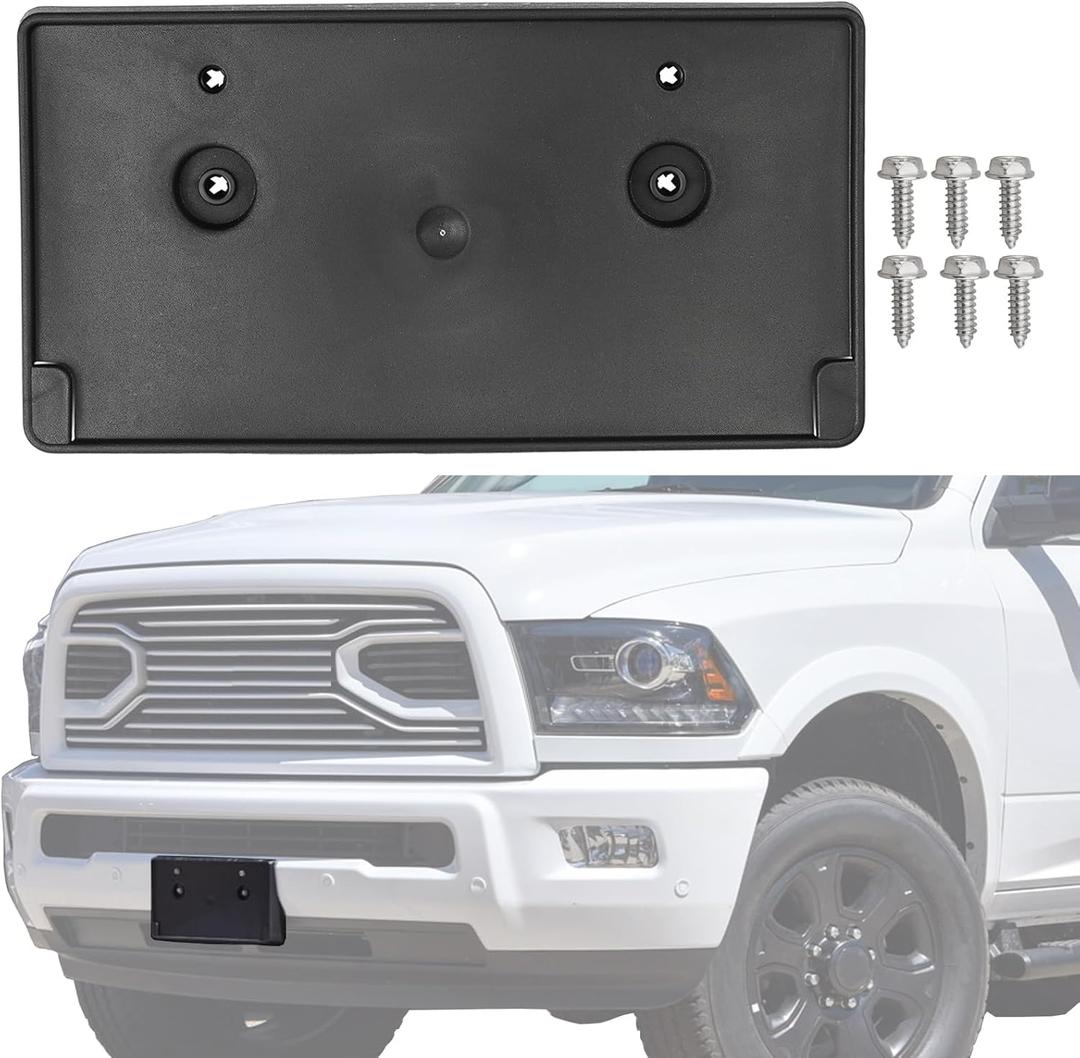 Front Bumper License Plate Frame Bracket Holder Compatible for 2018 Dodge Ram 2500 3500 4500 5500 2018 68375635AA