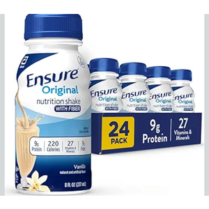 Ensure Original Vanilla Nutrition Shake with Fiber| Meal Replacement Shake | Ready To Drink | 9g Protein, 27 Vitamins and Minerals | 8 fl oz - 24 Pack, Best By: 1/JAN/2027