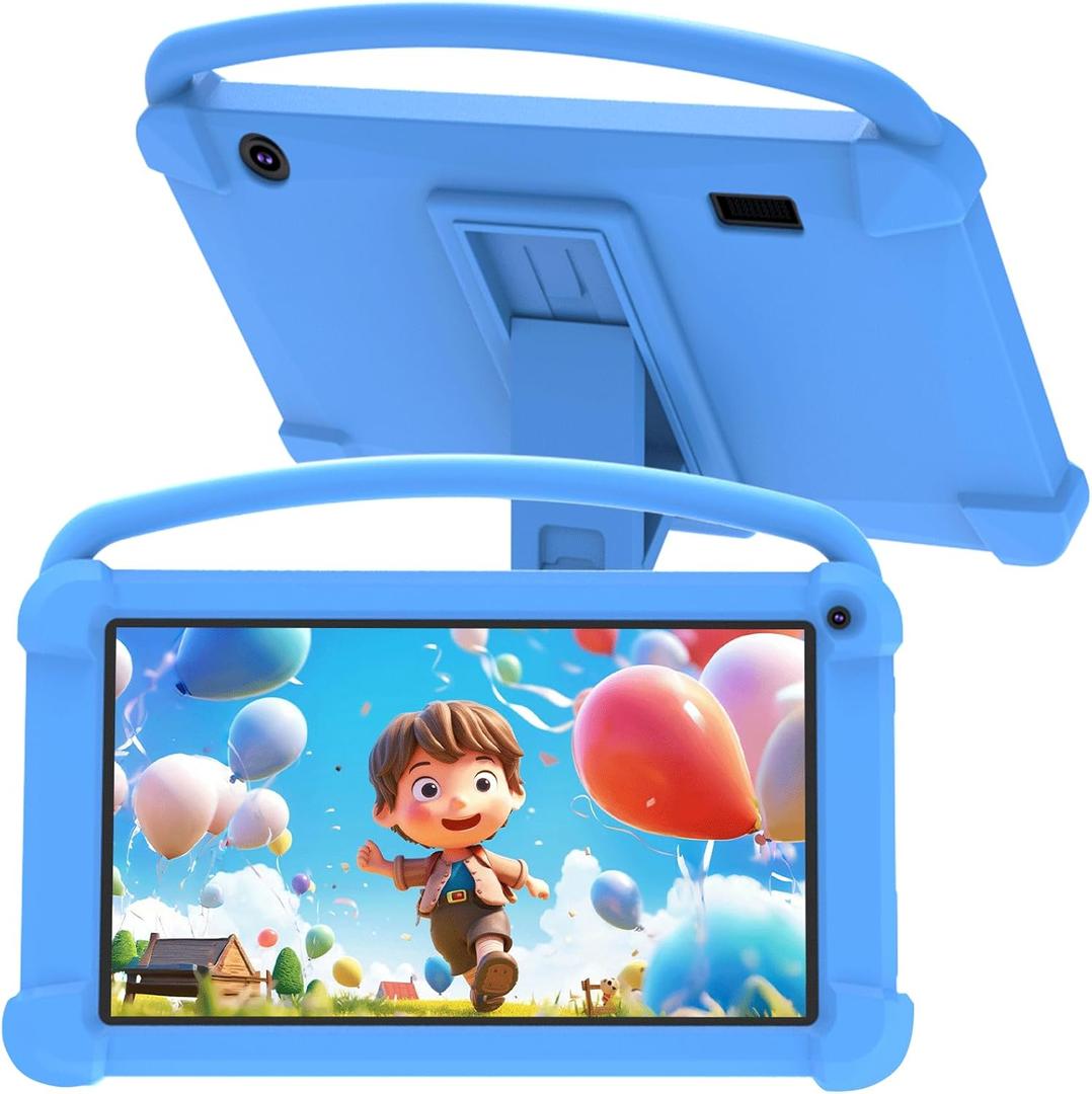 YQSAVIOR Kids Tablets, Android 12 Tablet for Kids, 4GB RAM 32GB ROM Toddler Tablet 7 inch IPS Screen, Parental Control, 2+5MP Dual Camera, Shockproof Case for Educational Games, Blue