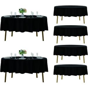 Fokitut 6 Pack Round Tablecloth, 70 Inch, Stain Resistant and Wrinkle Polyester Table Cloth, Fabric Table Cover for Kitchen Dining, Wedding, Party, Holiday Dinner-Black