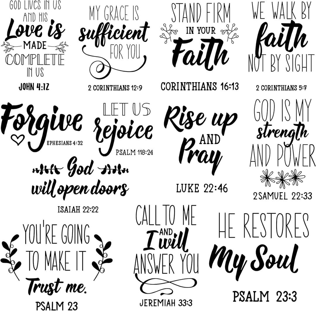 Sabary 12 Pcs Bible Verse Wall Decals Stickers Religious Scripture Wall Art Decor Inspirational Quotes Christian Peel and Stick Motivational Decor for Bedroom Living Room(Vintage Style)