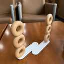 Book Ends for Shelves, 2 Handmade Walnut Wood with Metal Base Decorative Bookends for Heavy Books, Donut Cute Bookshelf Accessories,Unique Minimalist Shelf Decor for Living Room,Kitchen,Office