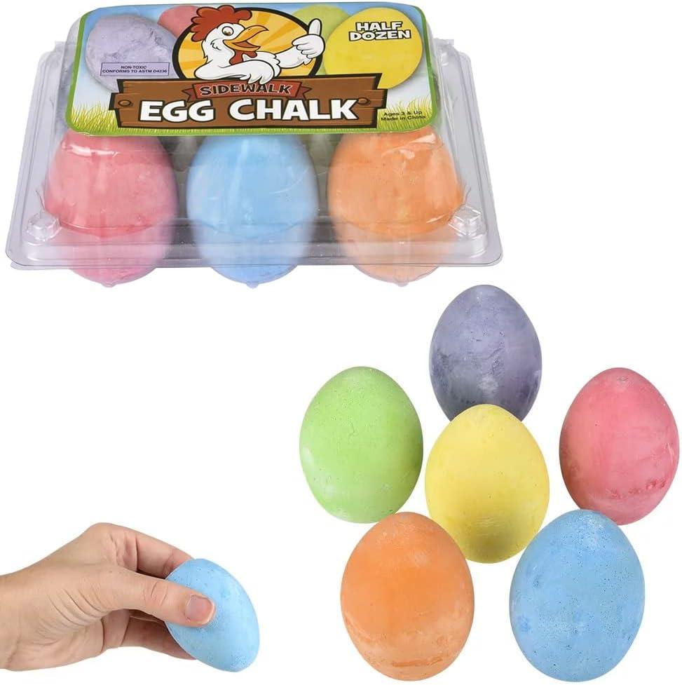 Chochkees Easter Sidewalk Chalk Eggs for Kids, Basket Stuffers Gifts Fillers, Perfect For Easter Egg Hunt, Party Favors, 6-Pack